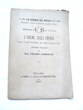 CESARE LOMBROSO L'IGIENE DEGLI OPERAI CONTADINI SOLDATI 1869 LIBRETTO ANTICO