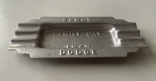 1949 DODGE Factory FAMILY DAY 5 x 2-1/4'' Stamped Aluminum Ashtray RARE CHRYSLER - Picture 2 of 3