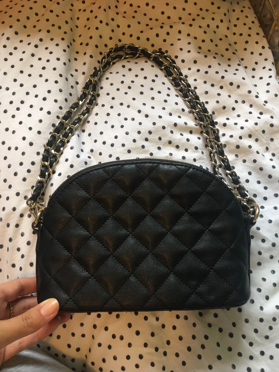 Accessorize London Women Faux Leather Classic Quilted Chain Sling Bag