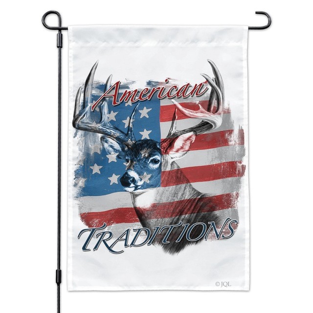 Deer USA Flag American Traditions Hunting Garden Yard Flag eBay