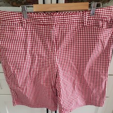 NWOT Women's Size 18 LAND'S END Red/White Gingham Shorts.  Mid-Rise