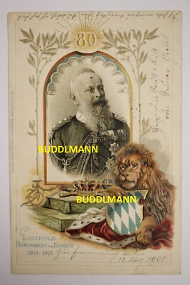 Patriotische AK Bayern Luitpold Prinzregent 80. Geburtstag 1821-1901