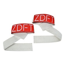 WEIGHT LIFTING STRAPS. WEIGHTLIFTING BODYBUILDING WRIST BAR SUPPORT WHITE RED