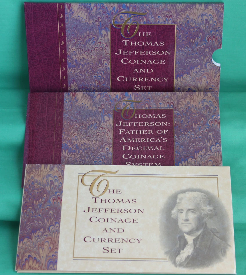 1993 Jefferson Silver $1 Coin and Currency US Mint Set with $2 Note Matte Nickel - Image 4 of 4
