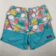 Vineyard Vines Swim Trunks Mens Large Blue Mesh Lined Tropical Pineapple Shorts