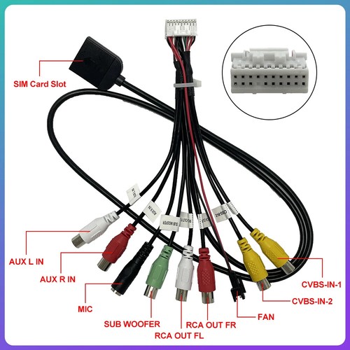 Android Radio Car RCA Input Output Cable Wire 20 Pin Aux-in Microphone