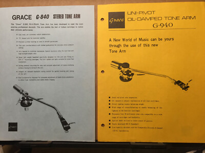 Vtg Sumiko Spec Sheet Brochure Grace G840 Pick-up Arm G-940 Tonearm