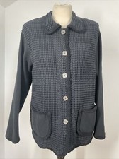 Focus Casual Life L Black Waffle Button Front Jacket Lagenlook