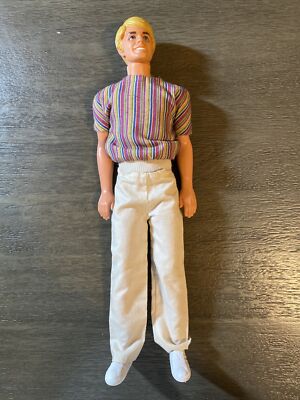 Vintage Barbie Ken Doll 1968 Mattel Hong Kong Molded Blond Hair Knee Joints 