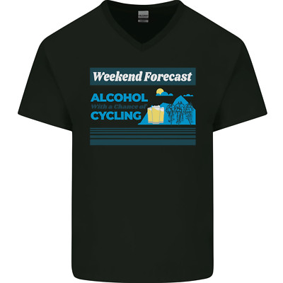 Fahrrad Wochenende Forecast Lustig Bier Alkohol Herren V-Neck Baumwolle