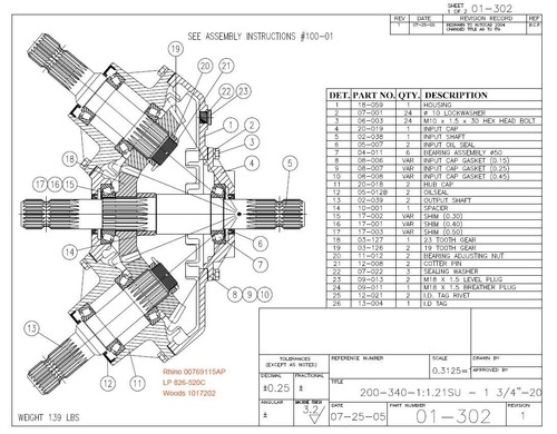 Land Pride Flex Wing RC4715, RC5615 Divider Gearbox 540RPM SU, 826-520C (302) - Picture 10 of 11