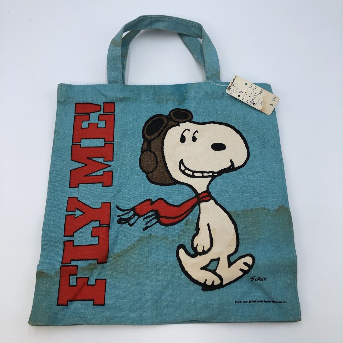 Vintage Snoopy Fly Me Charles Schulz Peanuts Canvas Tote Bag Vintage Snoopy Fly Me Charles Schulz Peanuts Canvas Tote Bag