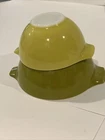 Two Nesting VINTAGE PYREX CINDERELLA Bowls Olive Green, Yellow