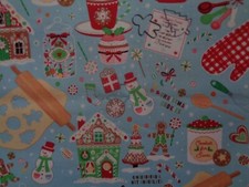 Handcrafted cotton crib sheet,Gingerbread house Cookies,Blue,red,brown,/Neutral