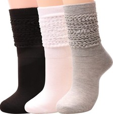 3 Pairs Women Winter Wool Cable Knit Crew Knee High Boot SocksSize 5-11 W919 ...
