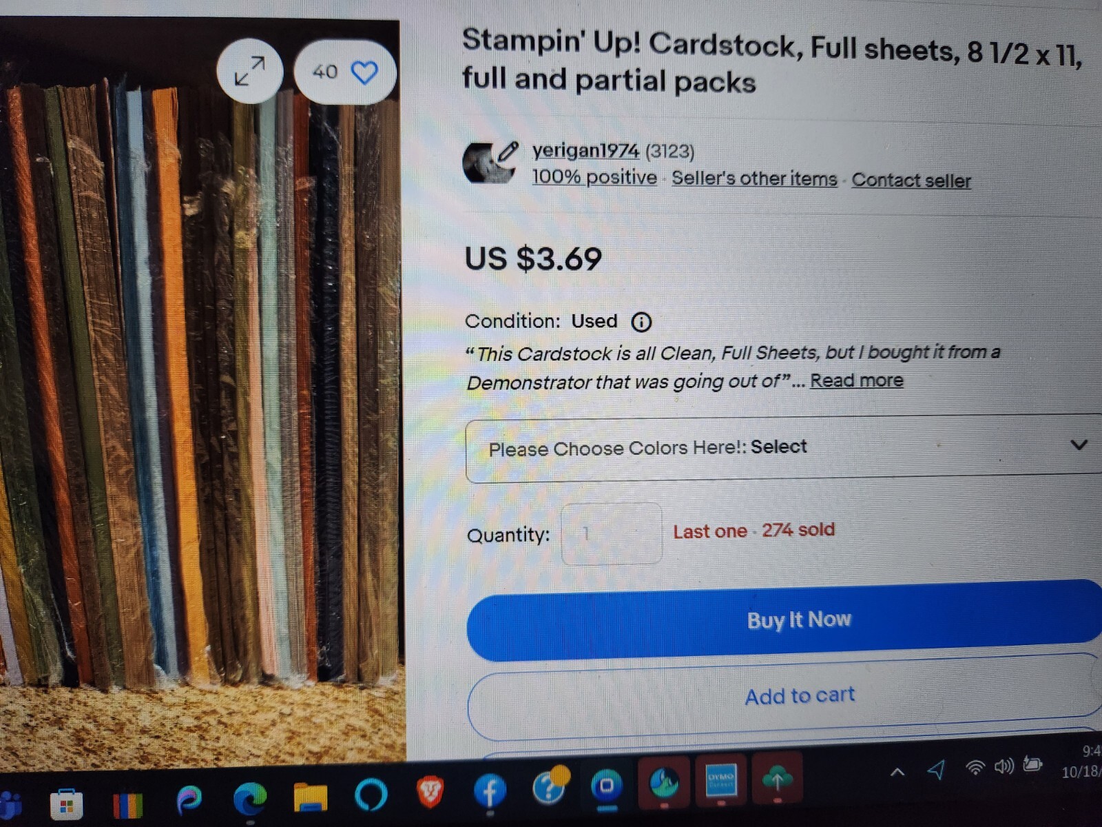 Stampin' Up! 8 1/2 x 11 Cardstock, solid colors eBay