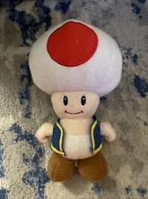 Nintendo Super Mario TOAD 8" White Red Mushroom Head Plush 2012