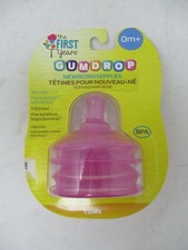 The First Years 2 Count GumDrop Wide Neck Nipples, Pink, Slow Flow