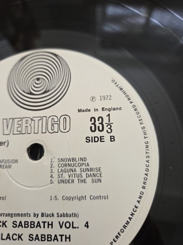 Black Sabbath Vol 4 - Vinyl 1972 1st UK Vertigo Swirl LP - 6360 071 - Picture 7 of 7
