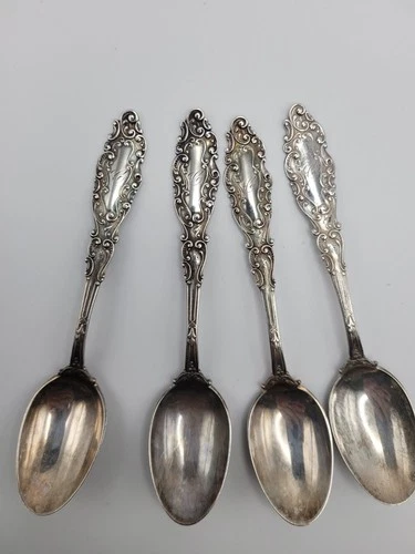 Gorham Sterling Silver Luxembourg Coffee Spoons 5" Set of 4 'C' Monogram 61g