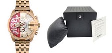 DIESEL DZ4642 MEGA CHIEF 51mm Chronograph Watch Gold Red Logo Dial 270
