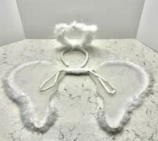Deluxe Angel Wings and Halo Costume White Halloween Spirit Party