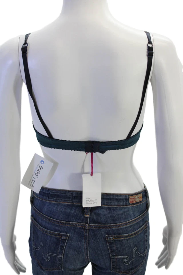Sujetador Fleur T para mujer de encaje transparente con acento de lazo con aros azul talla 32B Foto 2 de 4