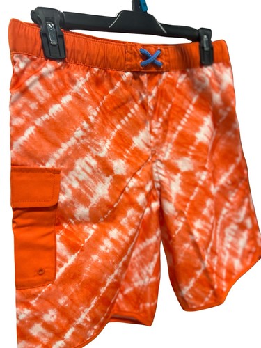 Lands End Boys youth Swim Trunks L 10-12 Orange Tie Dye - Picture 2 of 3