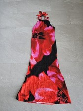 River Island Satin Floral Print Halter Neck Satin Midi Dress Size 10.Party Dress