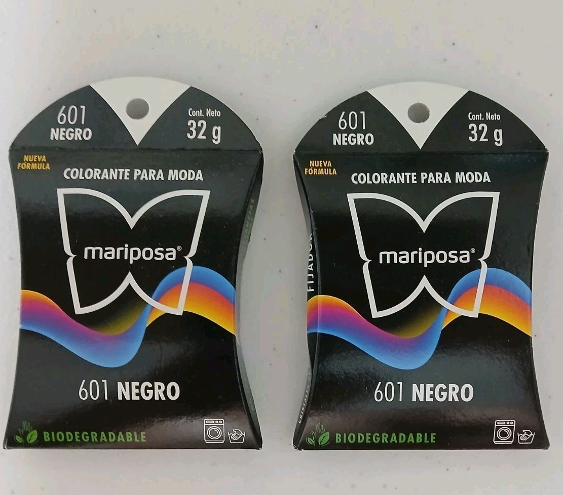 4X MARIPOSA CLOTHES DYE COLOR BLACK (  COLORANTE NEGRO ) - 4 BOXES OF 32G EACH