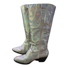 Old Cutler Silver Women?s 6 Iridescent Western Cowboy Boots Holographic Concert
