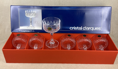 Cristal d'Arques Longchamp Coupe/Sherbet  23cl Set of 6 Lead Crystal France Box