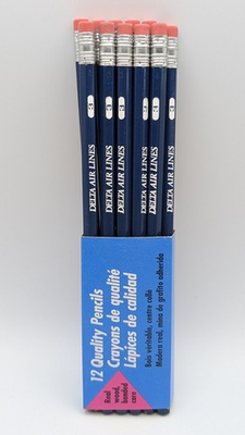 #ad #ad Lot of 11 Delta Air Lines Branded Pencils VTG 1980#x27;s Wood Bonded Core #3 2H RARE $19.99
