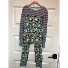 7.Matilda Jane Kids Halloween Pajama Set Teal Ghost Pumpkin Stripe 2PC Size 8