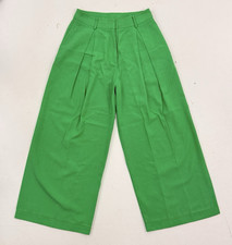 Farm Rio Ultra Wide Leg Pants Pleated High Waist Kelly Green Medium 29x29