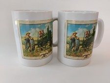 Vintage 2 John Deere Houston Harvest #31058 Tractor Boy Fishing Boy Coffee Mugs