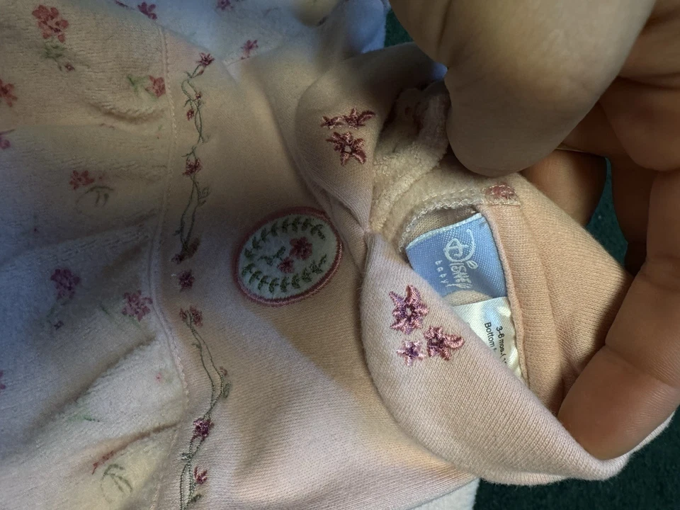 Disney Baby Pooh Mameluco 3-6M Floral Cuello Peter Pan Una Pieza Rosa De Colección Y2K Foto 3 de 4