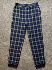 Old Navy Pants Boys XL 14-16 Blue Plaid Jogger Fleece Sleep Lounge Elastic Waist