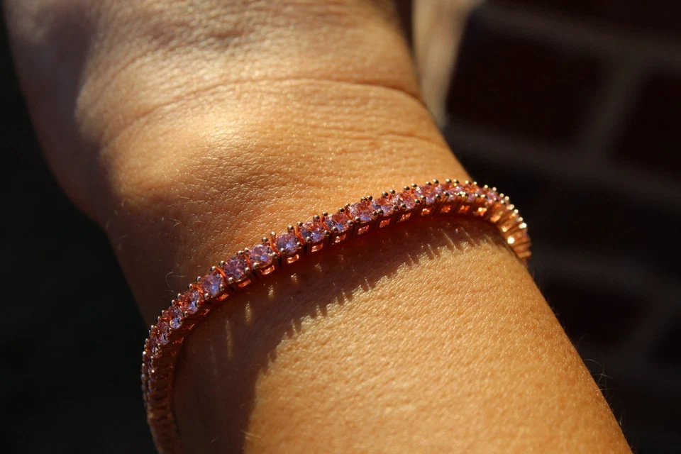 Elegante y Única Pulsera Tenis Zafiro Rosa Foto 2 de 4