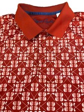 ROBERT GRAHAM M Burnt Orange Stretch Golf Print Performance Polo Mint 