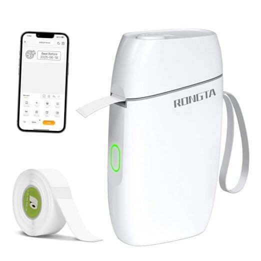 Bluetooth Label Maker Machine with Tape, Wireless Mini White Label Printer-image