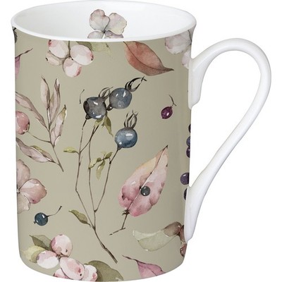 IHR Aurelia Kaffeebecher Kaffeetasse Porzellan Herbst Pflanzen Ø8xH10,5 cm beige