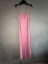 SheIn babydoll Dress Womens S Pink Ribbed Scoop Neck Maxi Slip Y2K oos