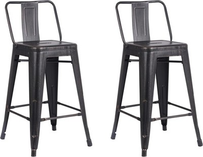 Modern Industrial Metal Bar Stool with Bucket Back & 4-Leg Design Light Weight