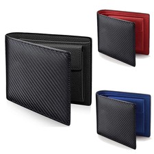 2023 Fashion Carbon Fiber Men's Leather Wallet Casual Two-fold Leather Long Wall