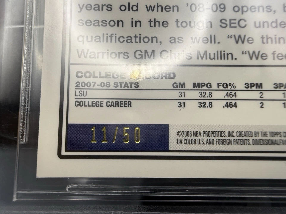 2008-09 Topps Chrome Anthony Randolph 11/50 BGS 9.5 Gold Refractor RC #193 cc17 - Image 3 of 3