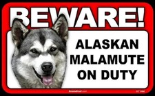 Beware Guard Alaskan Malamute On Duty Sign 5 X 8 Dog Sign, Scandial.com