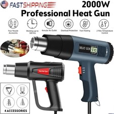 2500 Watt Heat Gun Hot Air Gun Electric Dual Temperature 4 Nozzles Power 2000W