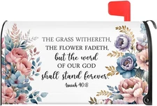 the Grass Withereth the Flower Fadeth Bible Verse Mailbox Covers, Christian Magn