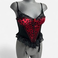 Vintage Frederick's of Hollywood red/black leopard print corset top 36